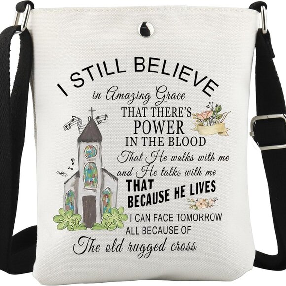 Durable Canvas Christian Crossbody Bag - Adjustable & Stylish 7.87in Design - Picture 1 of 6